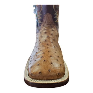 Men's Cognac Bruciato Full Quill Ostrich Boot