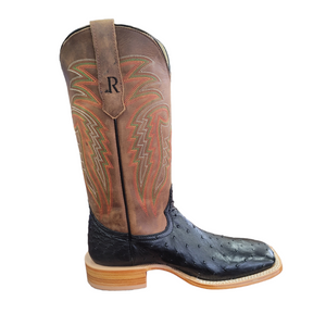 Men's Black Full Quill Ostrich Boot